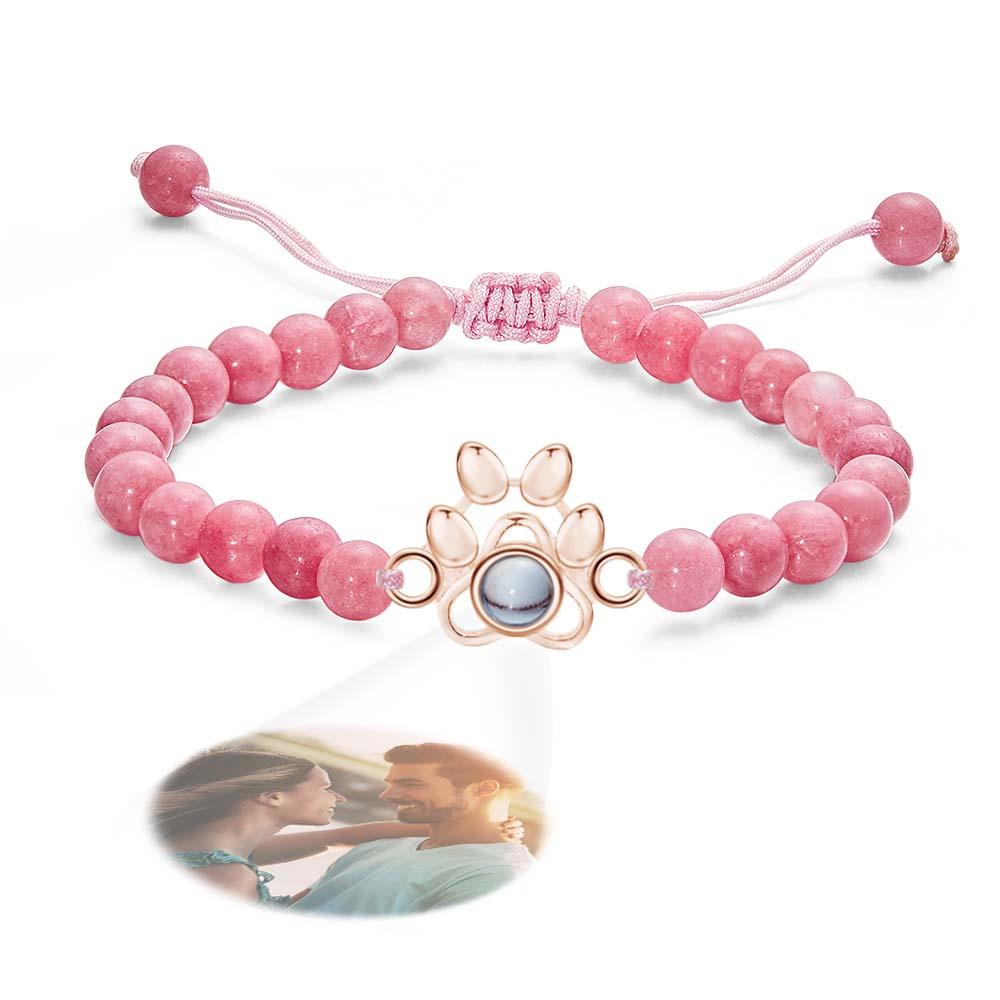 Personalized Photo Projection Beads Bracelet With Pet Claw Memorial Gift For Her