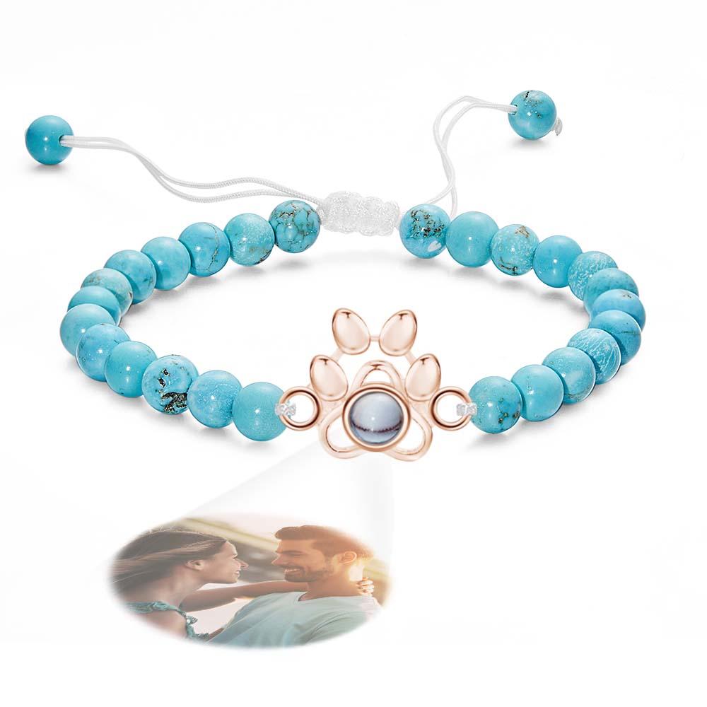 Personalized Photo Projection Beads Bracelet With Pet Claw Memorial Gift For Her