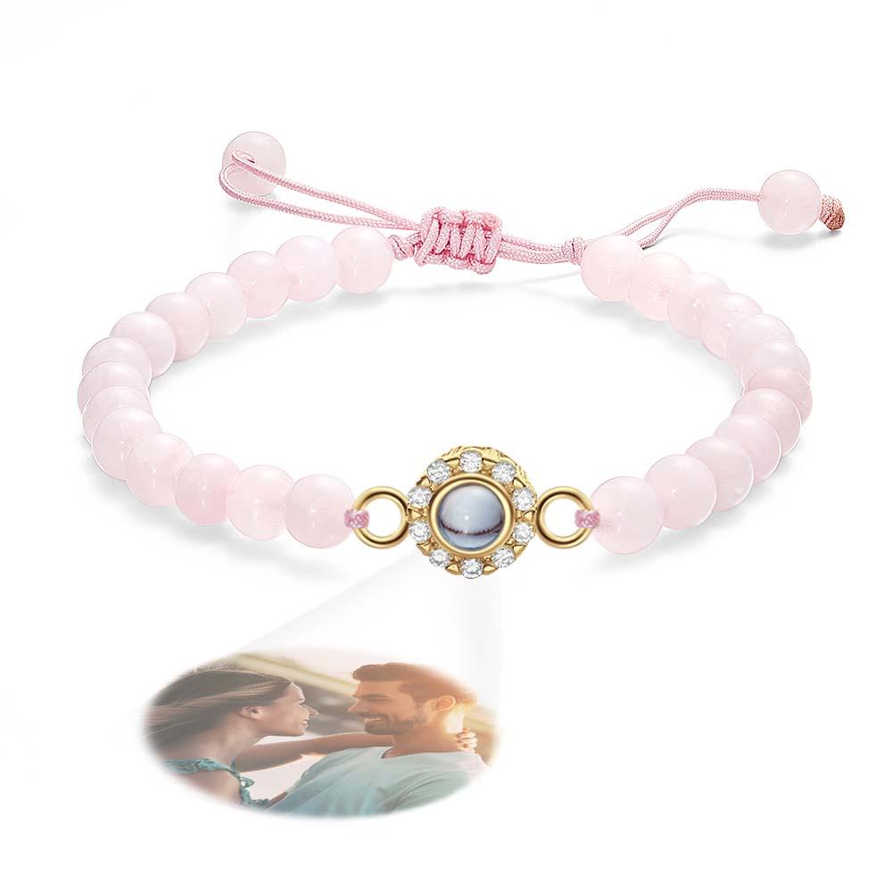 Personalized Photo Projection Beads Bracelet With Rhinestones Sweet Gift For Her