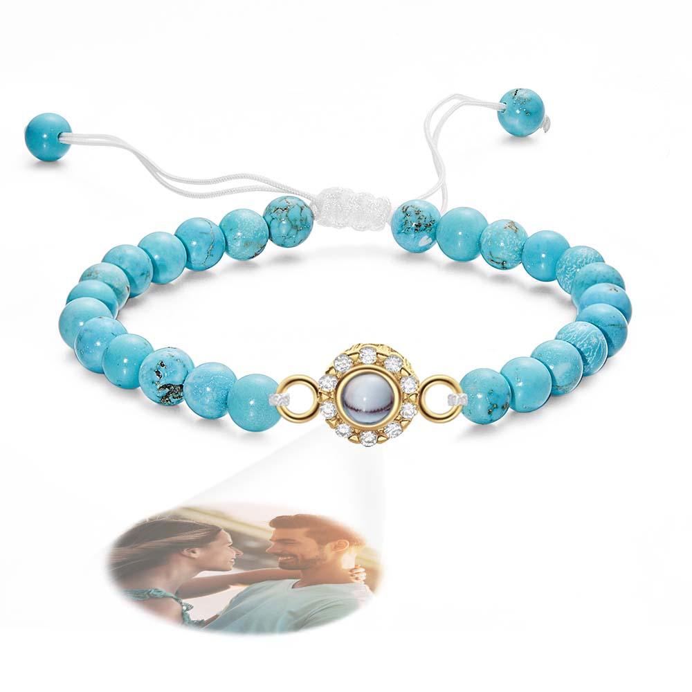 Personalized Photo Projection Beads Bracelet With Rhinestones Sweet Gift For Her