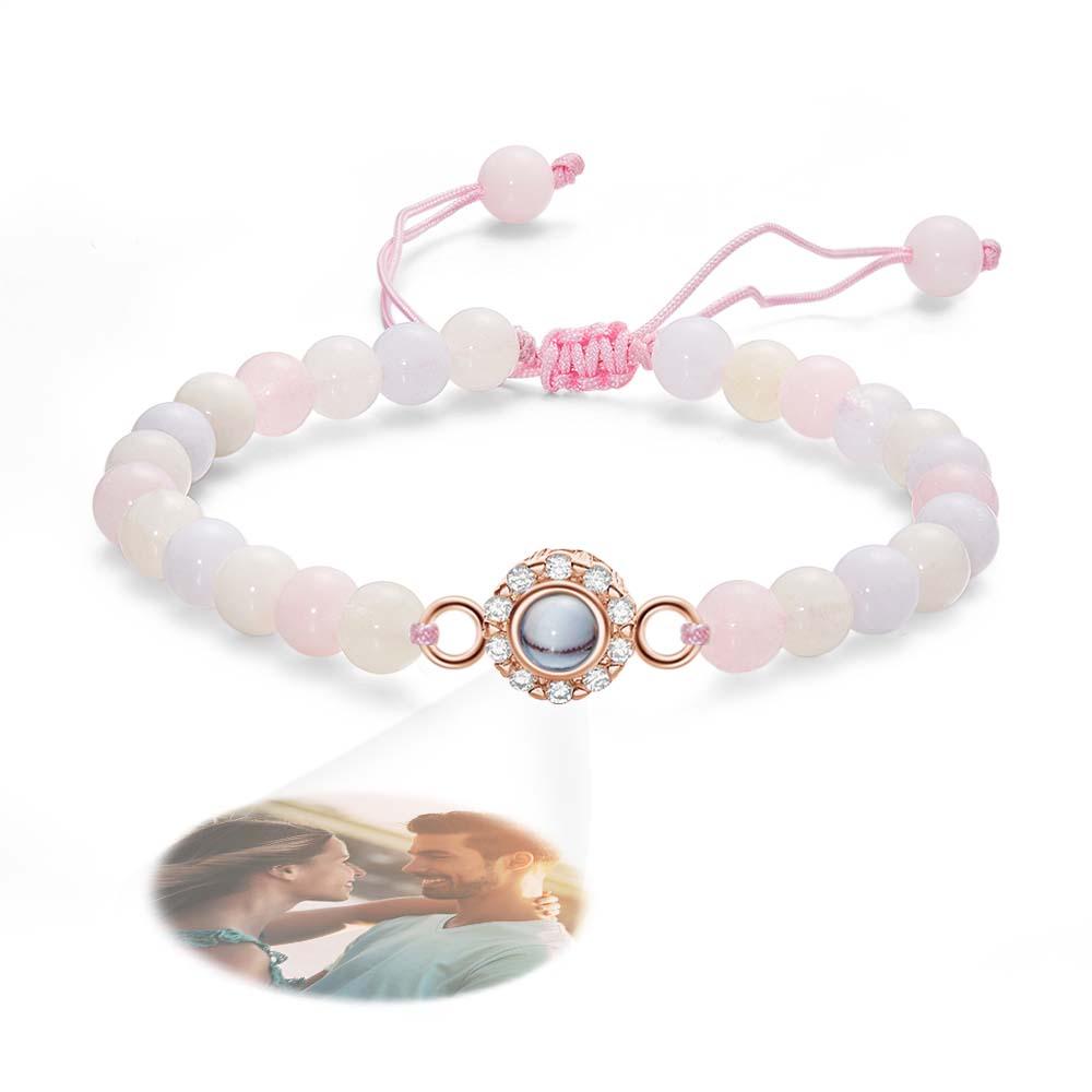 Personalized Photo Projection Beads Bracelet With Rhinestones Sweet Gift For Her