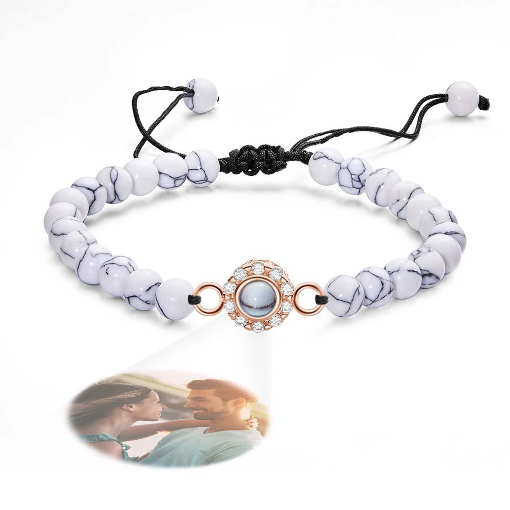 Personalized Photo Projection Beads Bracelet With Rhinestones Sweet Gift For Her