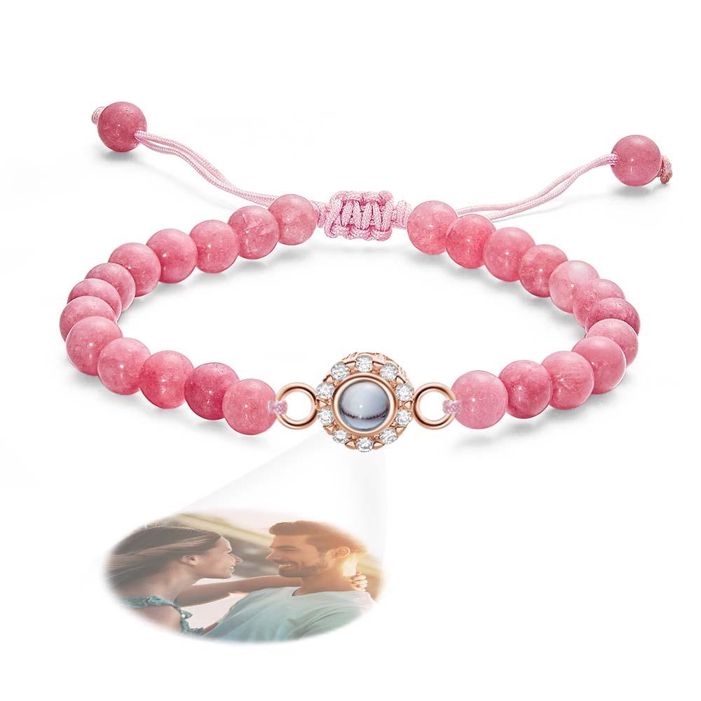 Personalized Photo Projection Beads Bracelet With Rhinestones Sweet Gift For Her