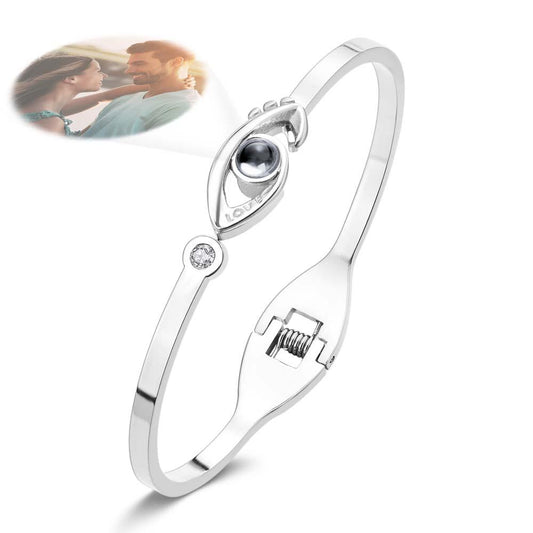 Personalized Photo Projection Devil Eye Bracelet Round Free Adjustment Bracelet for Her