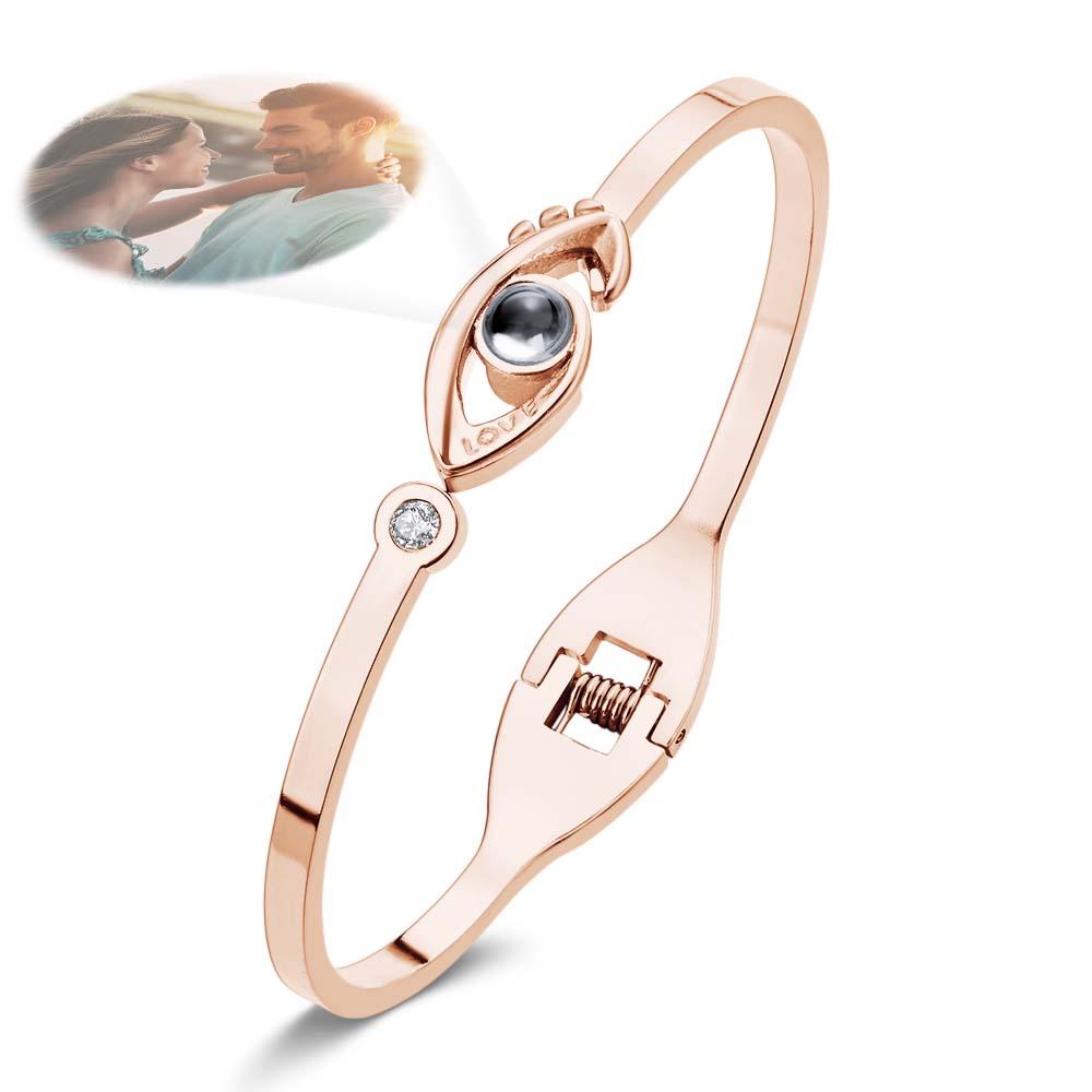 Personalized Photo Projection Devil Eye Bracelet Round Free Adjustment Bracelet for Her