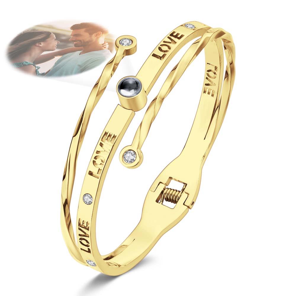 Personalized Photo Projection Bracelet Love With Rhinestones Free Adjustment Bracelet Gift For Her