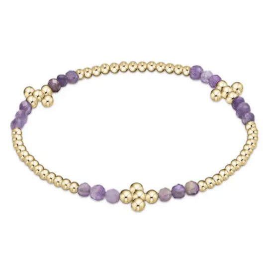 Signature Cross Gold Bliss Pattern 2.5mm Bead Bracelet - Amethyst