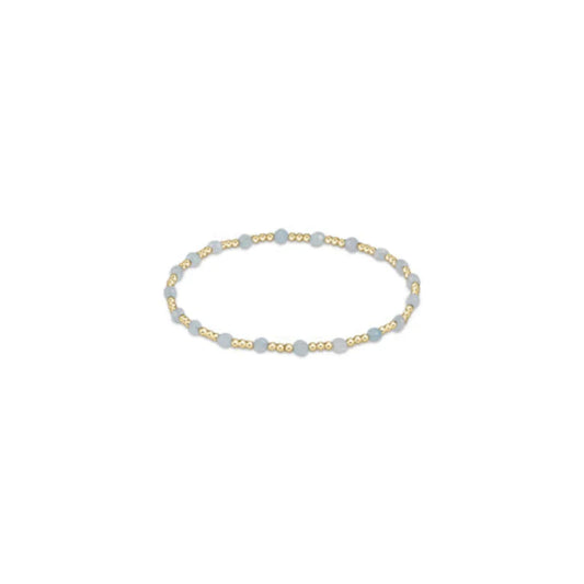 Gemstone Gold Sincerity Pattern 3mm Bead Bracelet - Aquamarine