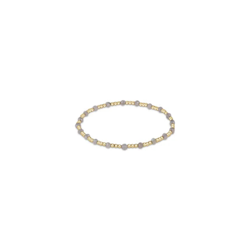 Gemstone Gold Sincerity Pattern 3mm Bead Bracelet - Labradorite