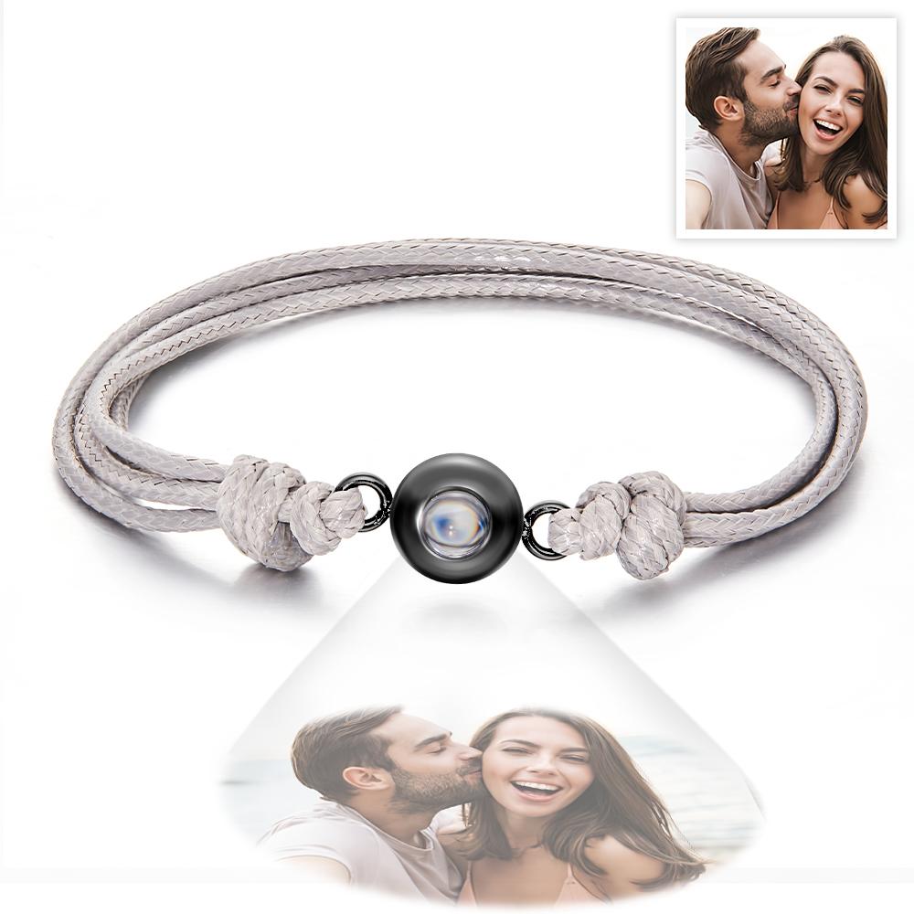 Custom Projection Photo Bracelet Weave Style Colorful Couple Gifts