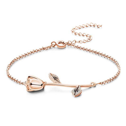 Custom Engraved Rose Bracelet Charm Bracelet Best Gift For Her Girlfriend
