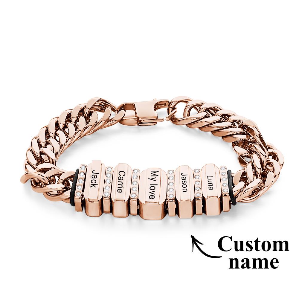 Snake Shaped Chains with Custom Diamond Family Beads Customized with Family Name Giving a Special Gift for Couple