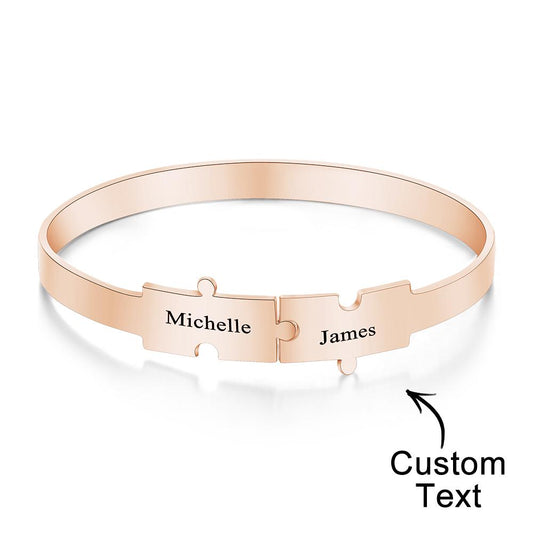 Custom Engraved Puzzle Bracelet Personalized Unique Bracelet for Her