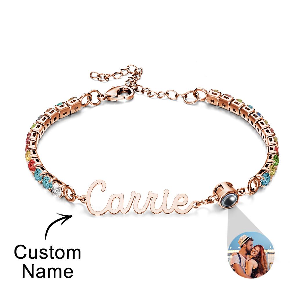 Custom Name Tennis Bracelets Projection Unique Gifts for Girl