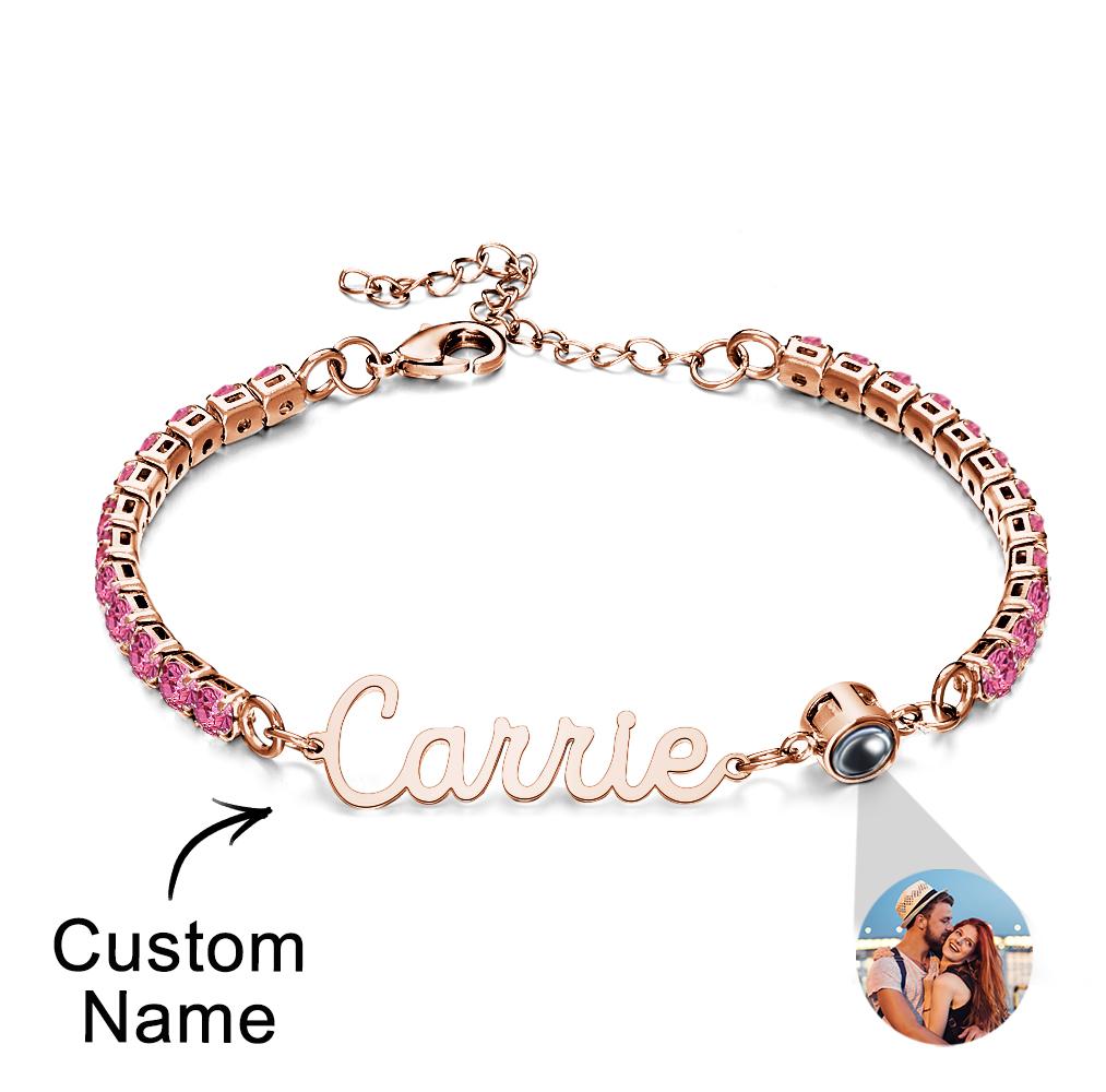 Custom Name Tennis Bracelets Projection Unique Gifts for Girl