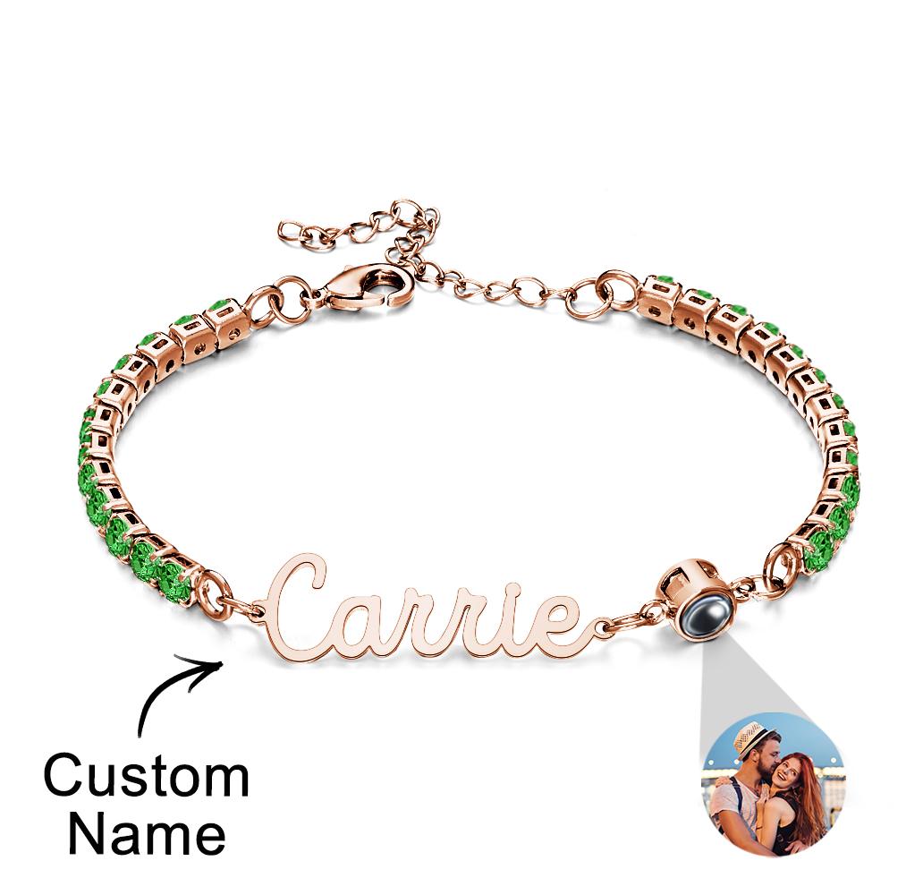 Custom Name Tennis Bracelets Projection Unique Gifts for Girl