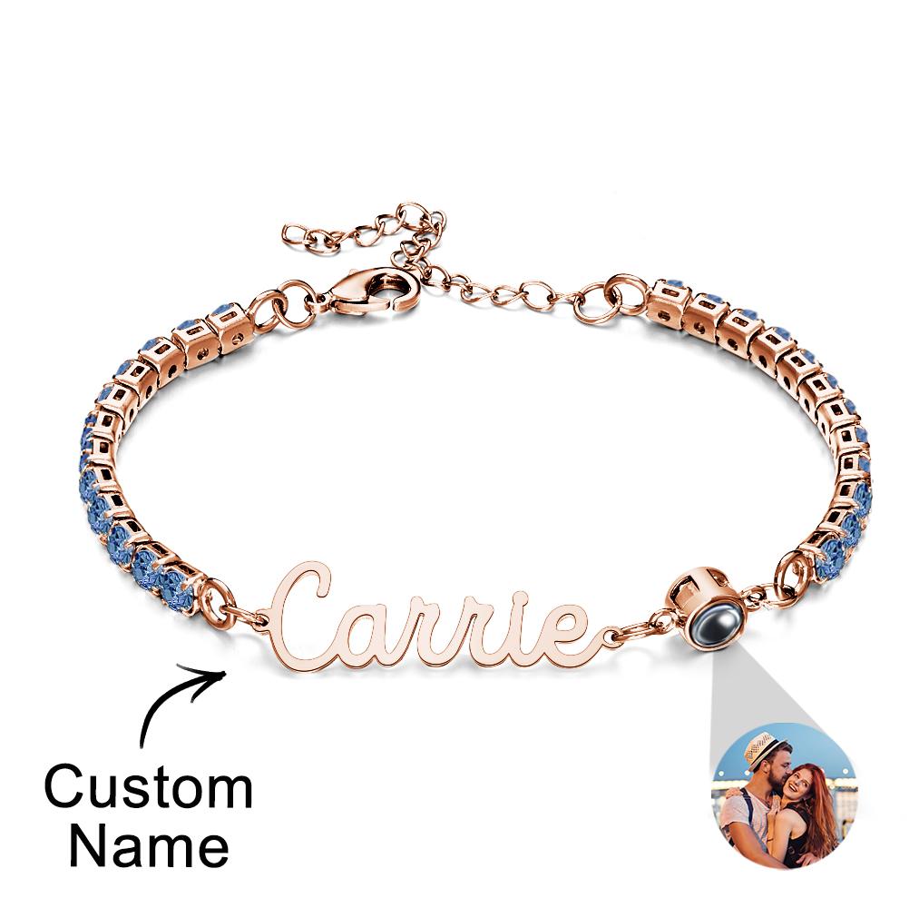 Custom Name Tennis Bracelets Projection Unique Gifts for Girl