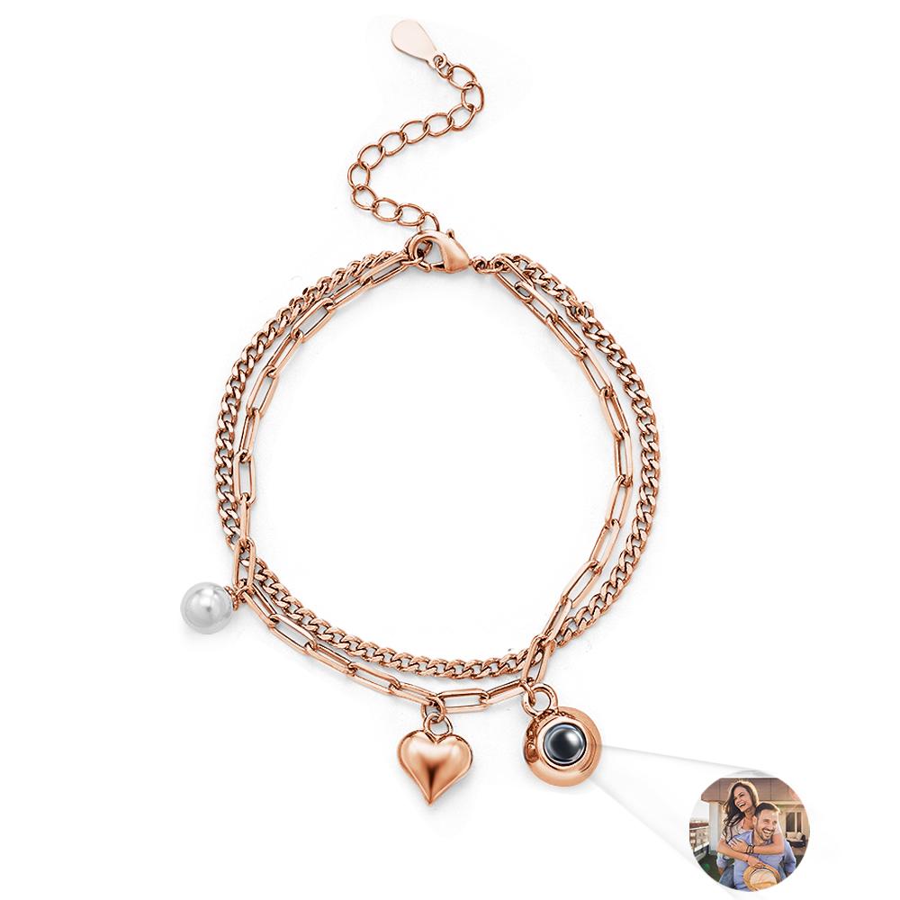 Custom Photo Projection Bracelet Heart Perfect Gift for Her