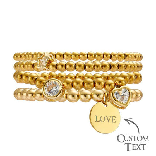 Custom Birthstone Engraved Bracelet Bohemia Style Mother's Day Gift