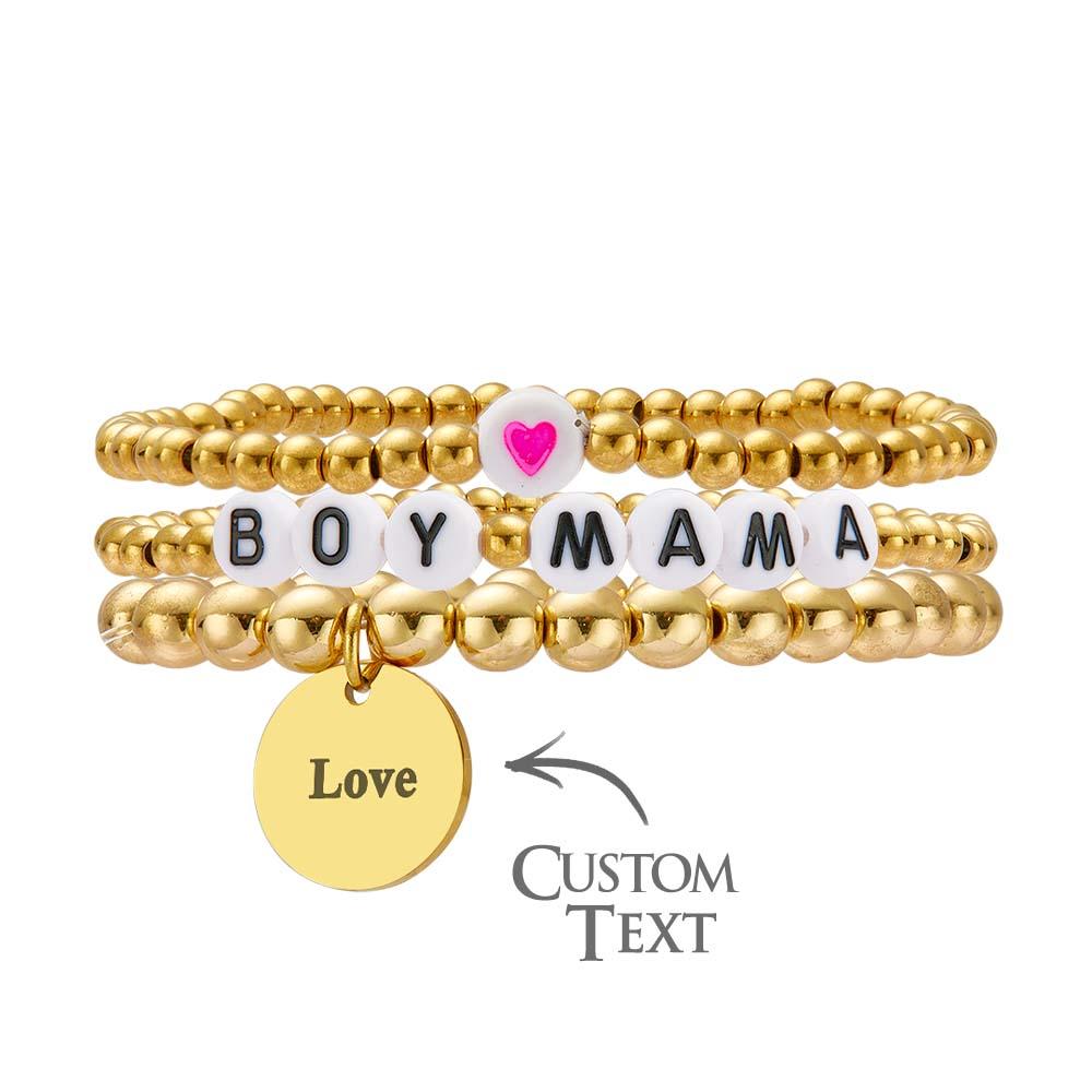 Custom Name Bead Bracelet Heart Stack Bohemia Style Gift for Her