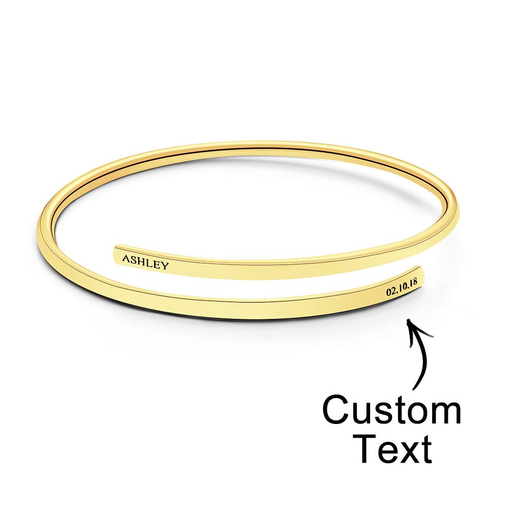 Custom Engraved Bracelets Adjustable Bracelet Simple Bangle Gift for Women