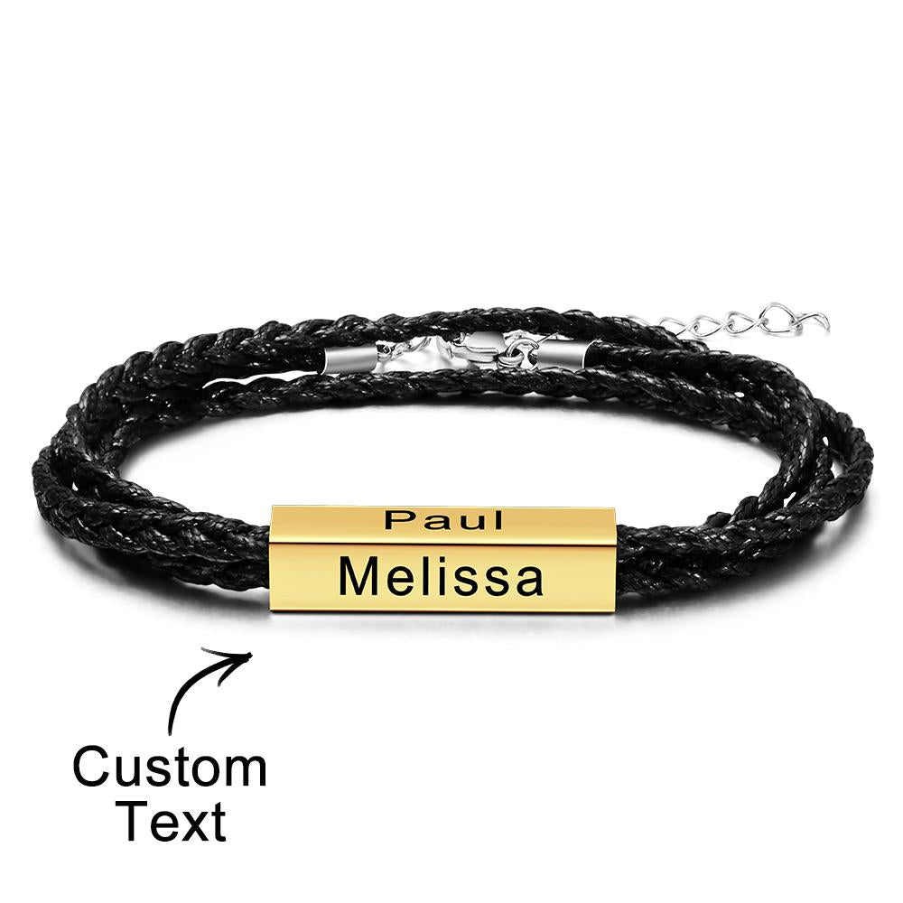 Custom Engraved Bracelet Around Engraved Weave Gifts for Man
