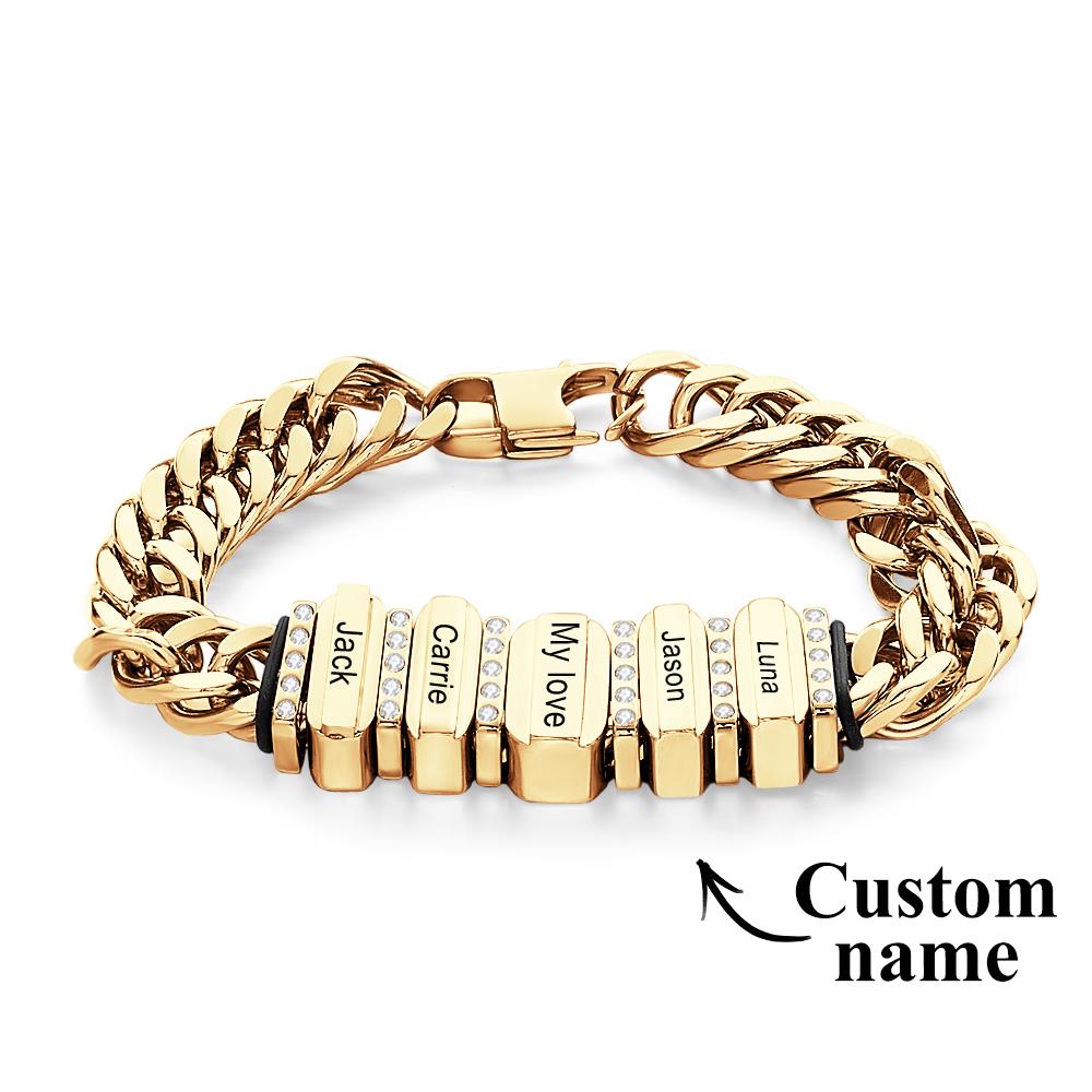 Snake Shaped Chains with Custom Diamond Family Beads Customized with Family Name Giving a Special Gift for Couple