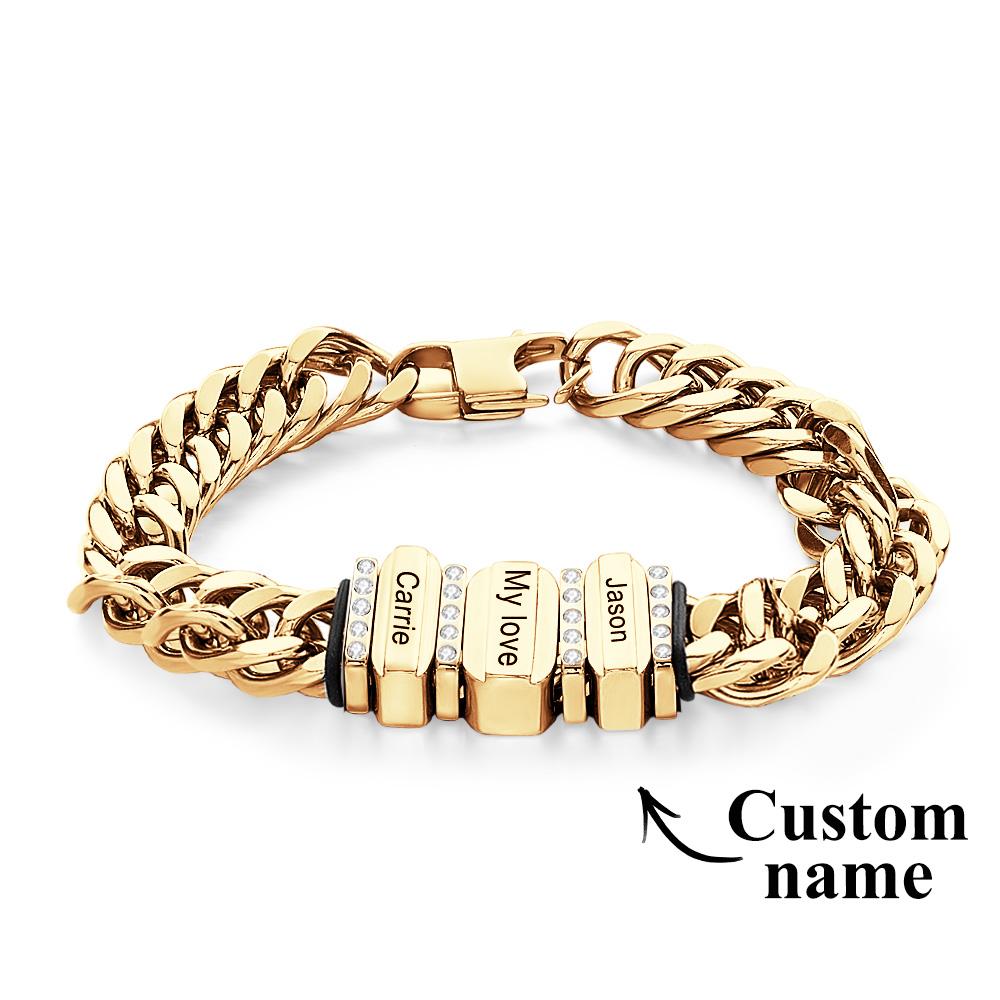 Snake Shaped Chains with Custom Diamond Family Beads Customized with Family Name Giving a Special Gift for Couple