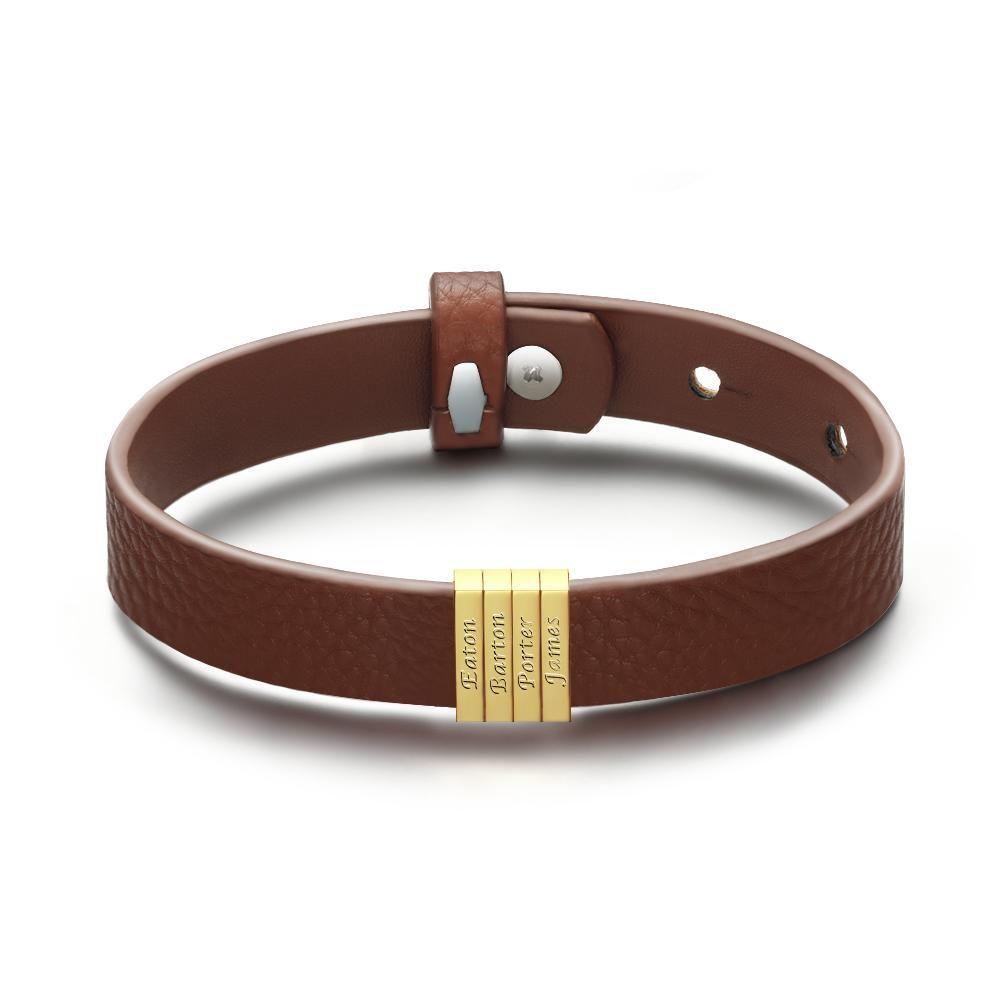 Custom Name Bracelet Silver Personalized Men's Bracelet Engraved Name Multicolor Bracelet Perfect Gift For Men On Father's Day