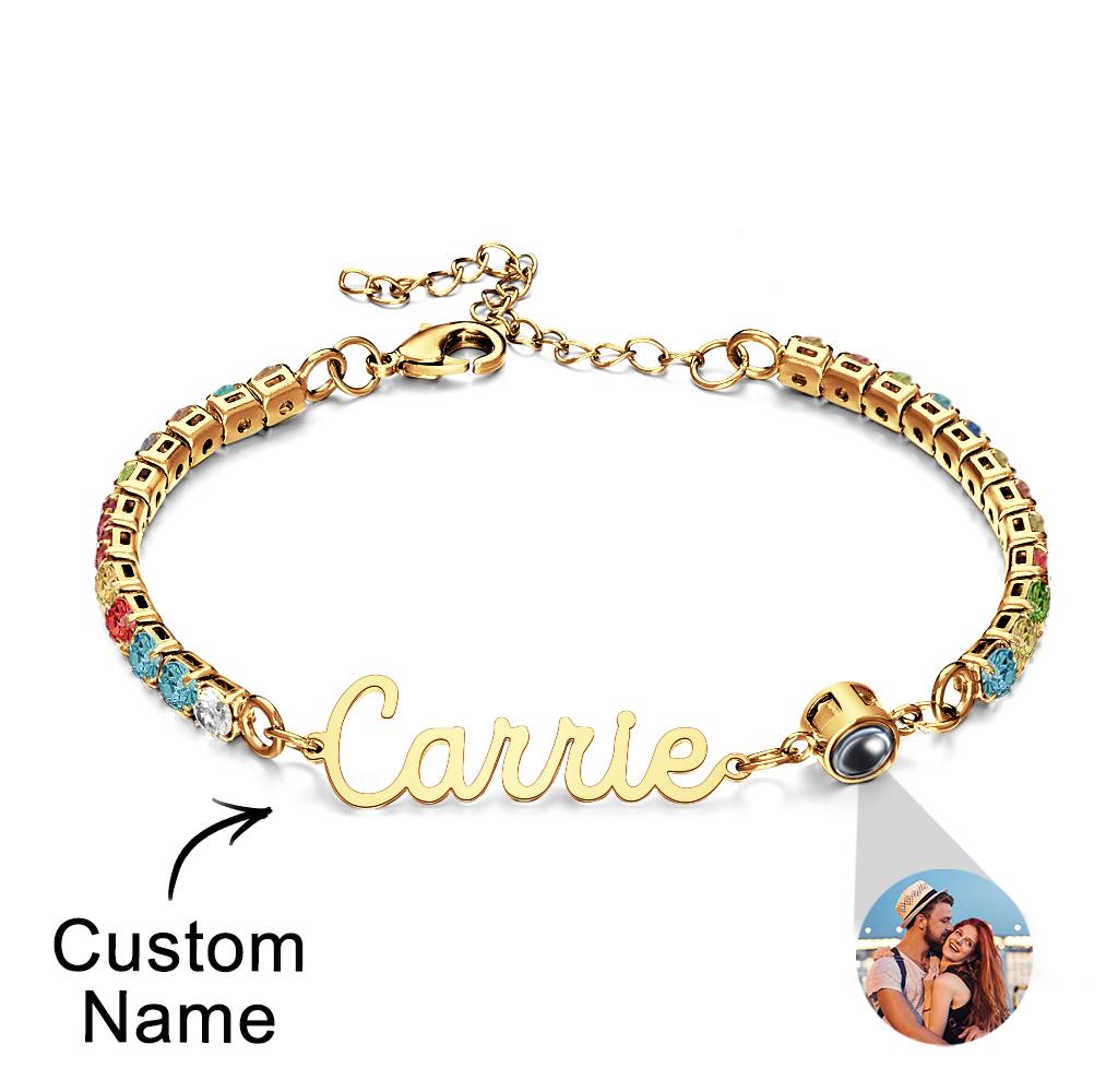 Custom Name Tennis Bracelets Projection Unique Gifts for Girl