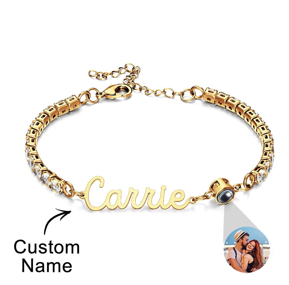 Custom Name Tennis Bracelets Projection Unique Gifts for Girl
