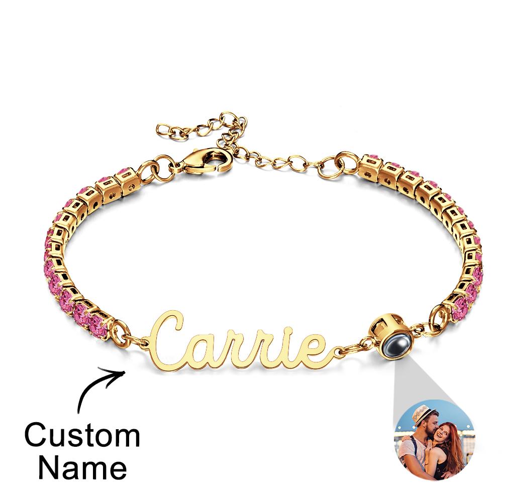 Custom Name Tennis Bracelets Projection Unique Gifts for Girl