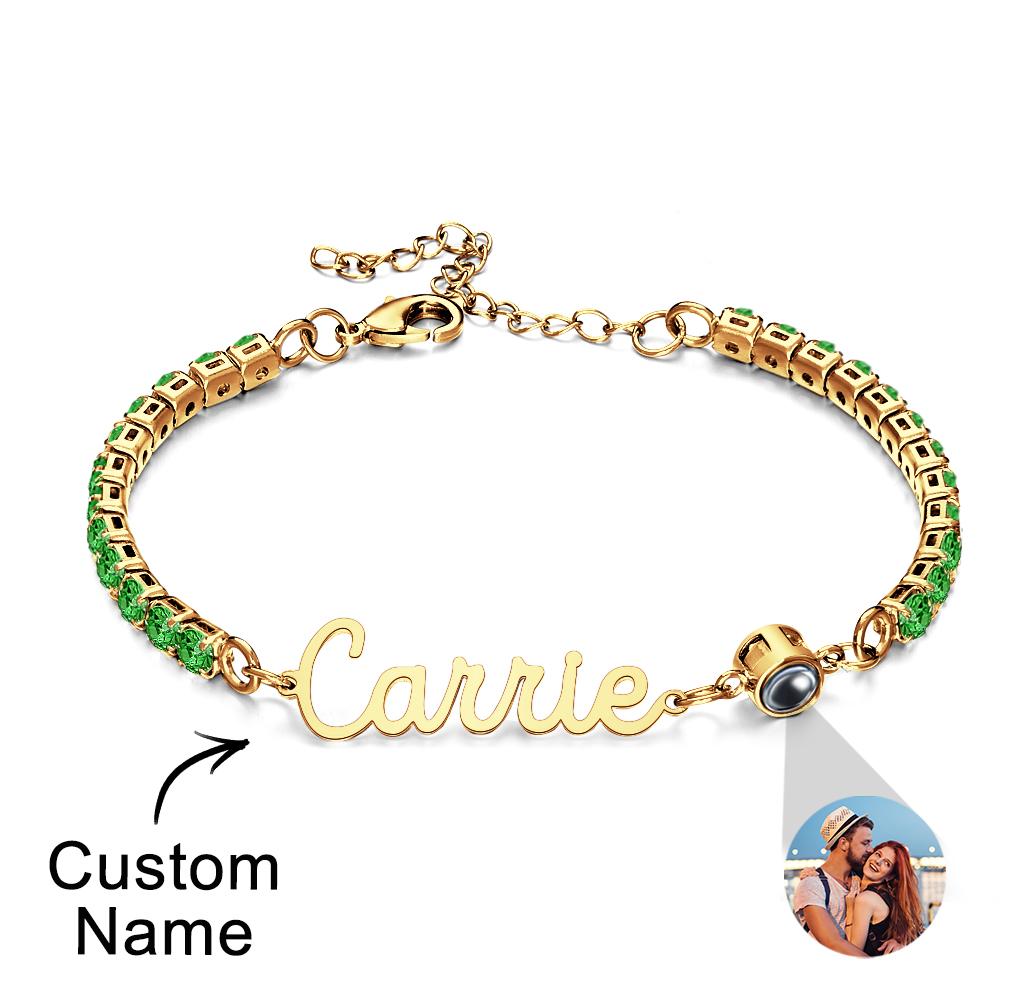 Custom Name Tennis Bracelets Projection Unique Gifts for Girl
