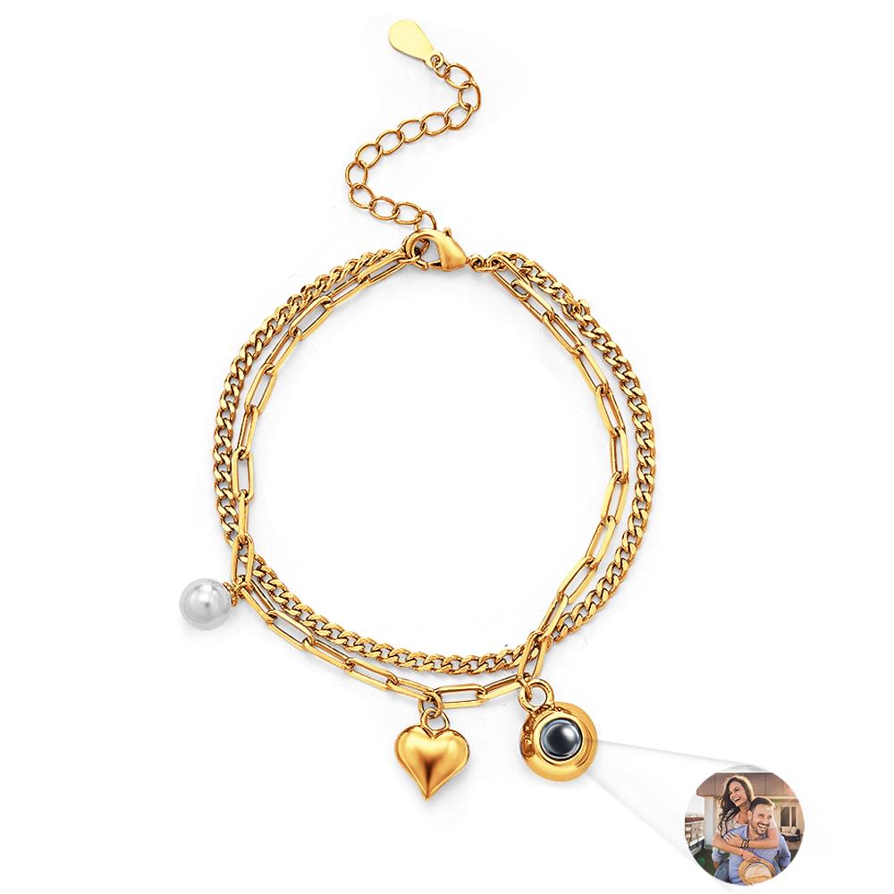 Custom Photo Projection Bracelet Heart Perfect Gift for Her