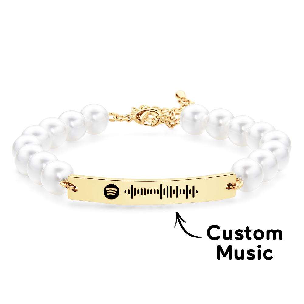 Custom Scannable Spotify Code Bracelet Pearl Love Gift