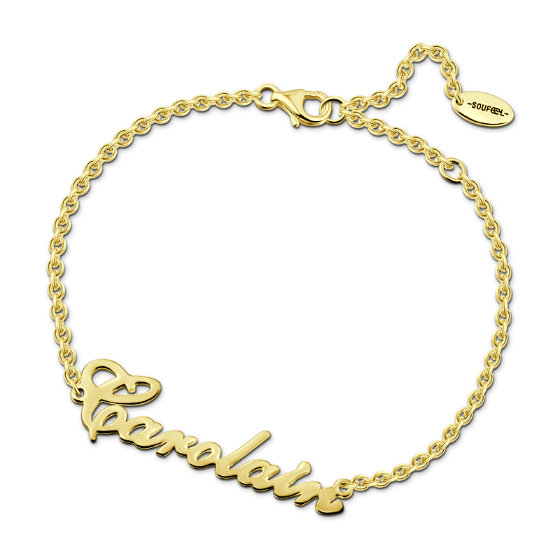 Personalized Name Bracelet 14k Gold Plated - Length Adjustable