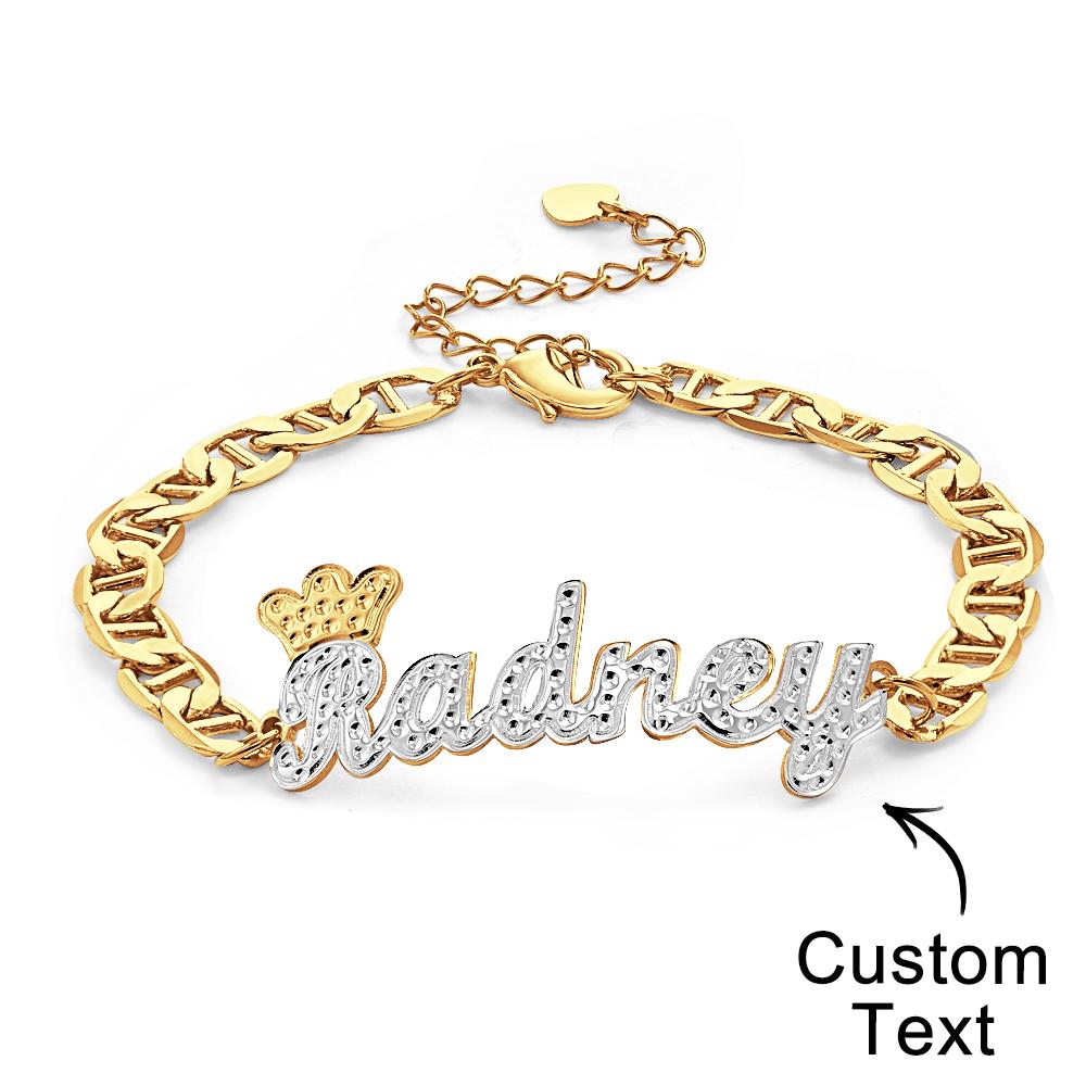 Personalized Trendy Name Bracelet With Crown Chain Hip Hop Bracelet Jewelry Gifts For Men