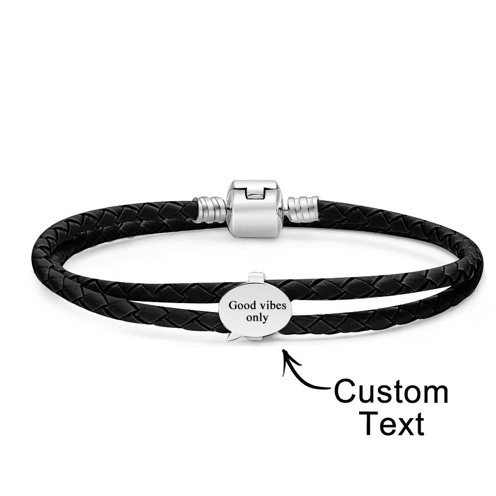 Engravable Leather Bracelet Custom Speech Bubble Accessories Jewelry Gifts For Her