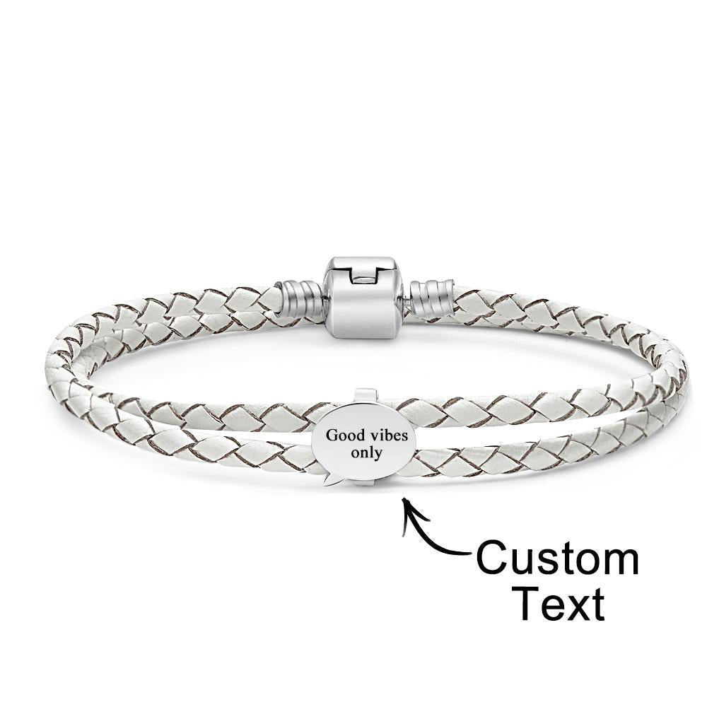 Engravable Leather Bracelet Custom Speech Bubble Accessories Jewelry Gifts For Her