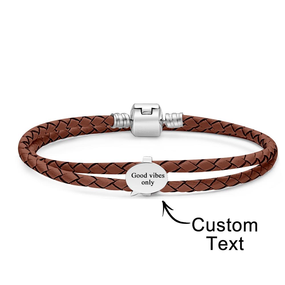 Engravable Leather Bracelet Custom Speech Bubble Accessories Jewelry Gifts For Her