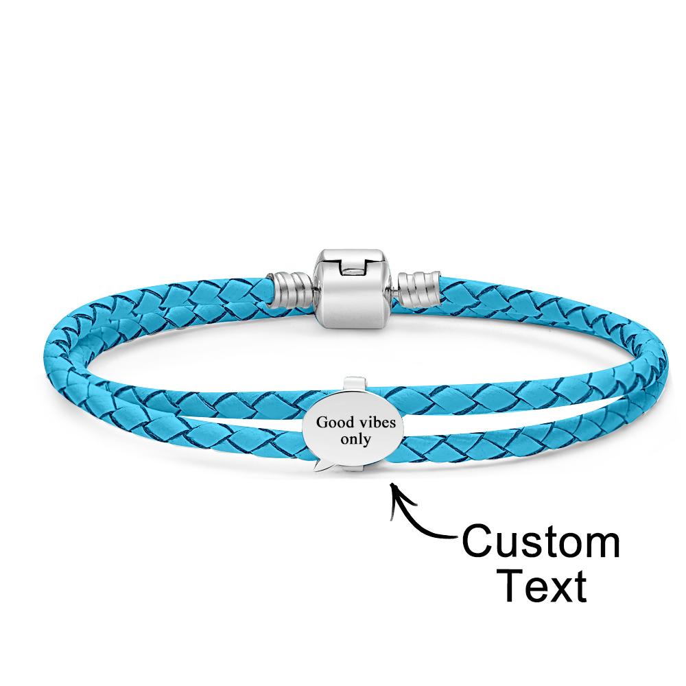 Engravable Leather Bracelet Custom Speech Bubble Accessories Jewelry Gifts For Her