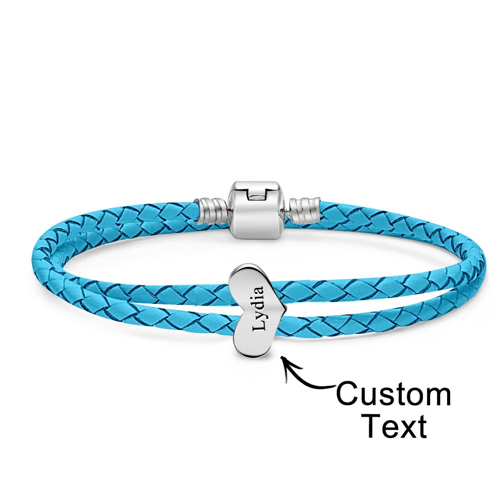 Engravable Leather Bracelet Custom Number Of Optional Heart Accessories Jewelry Gifts For Her