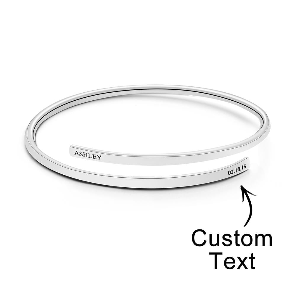 Custom Engraved Bracelets Adjustable Bracelet Simple Bangle Gift for Women