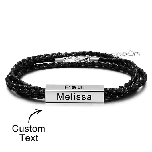 Custom Engraved Bracelet Around Engraved Weave Gifts for Man