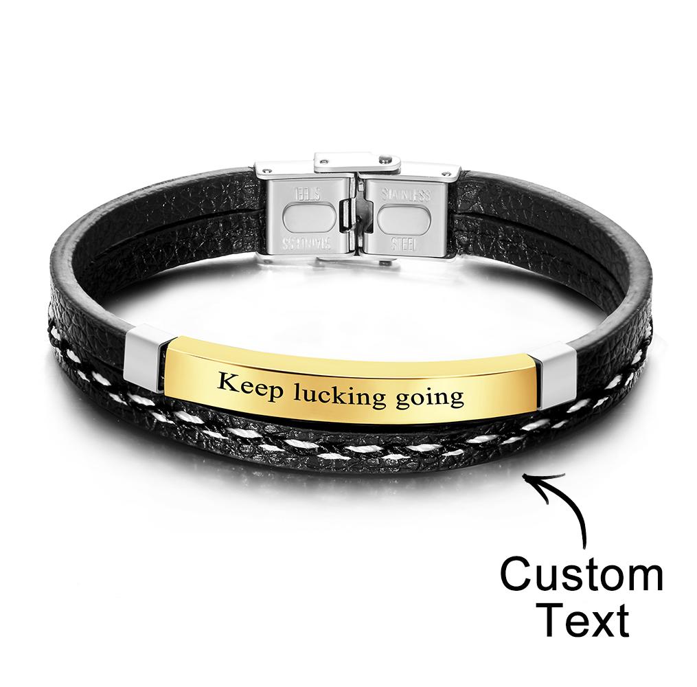 Custom Engraved Bracelet Creative Punk Leather Couples Gifts