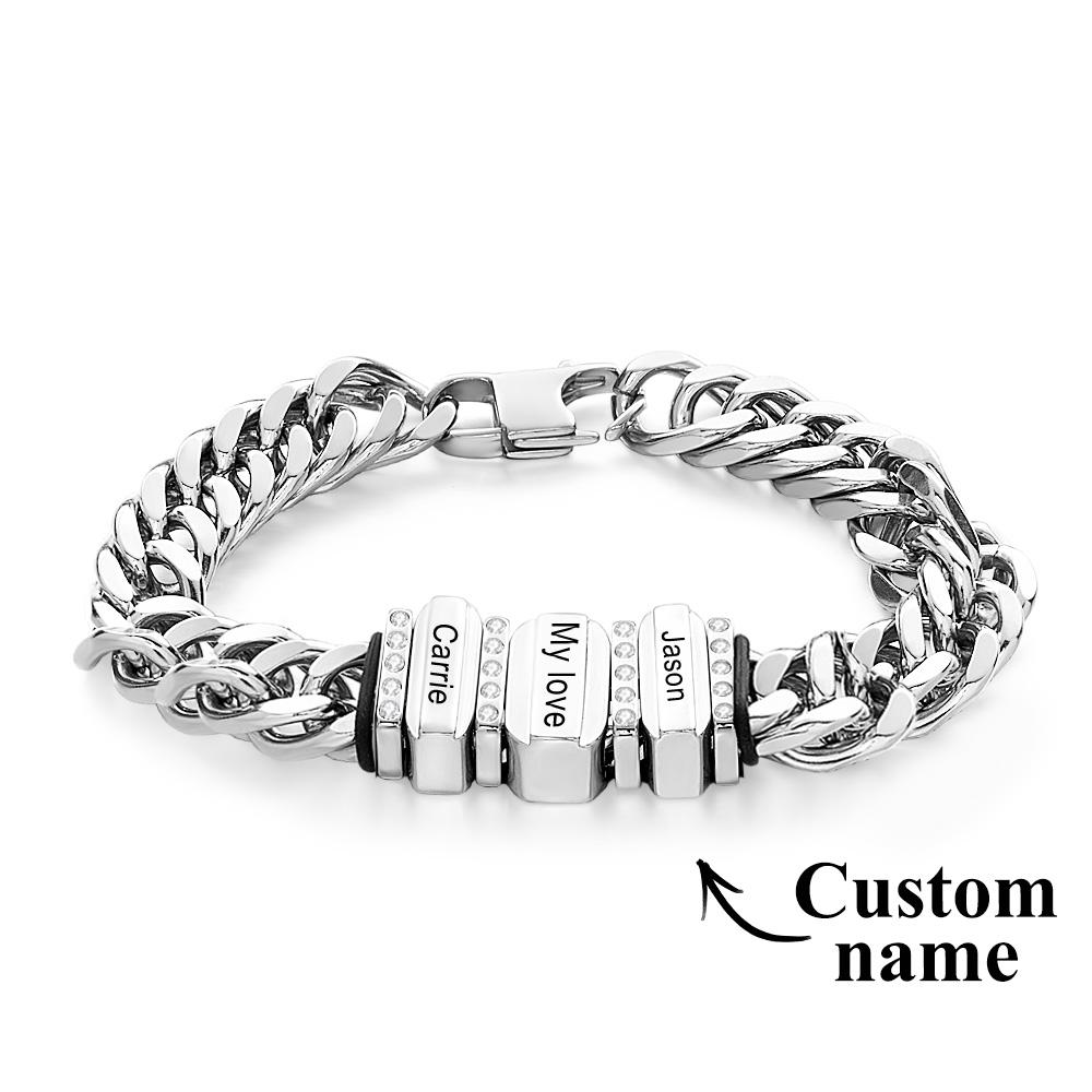 Snake Shaped Chains with Custom Diamond Family Beads Customized with Family Name Giving a Special Gift for Couple