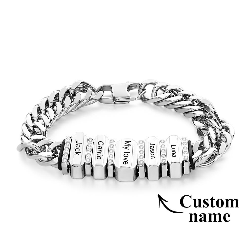 Snake Shaped Chains with Custom Diamond Family Beads Customized with Family Name Giving a Special Gift for Couple