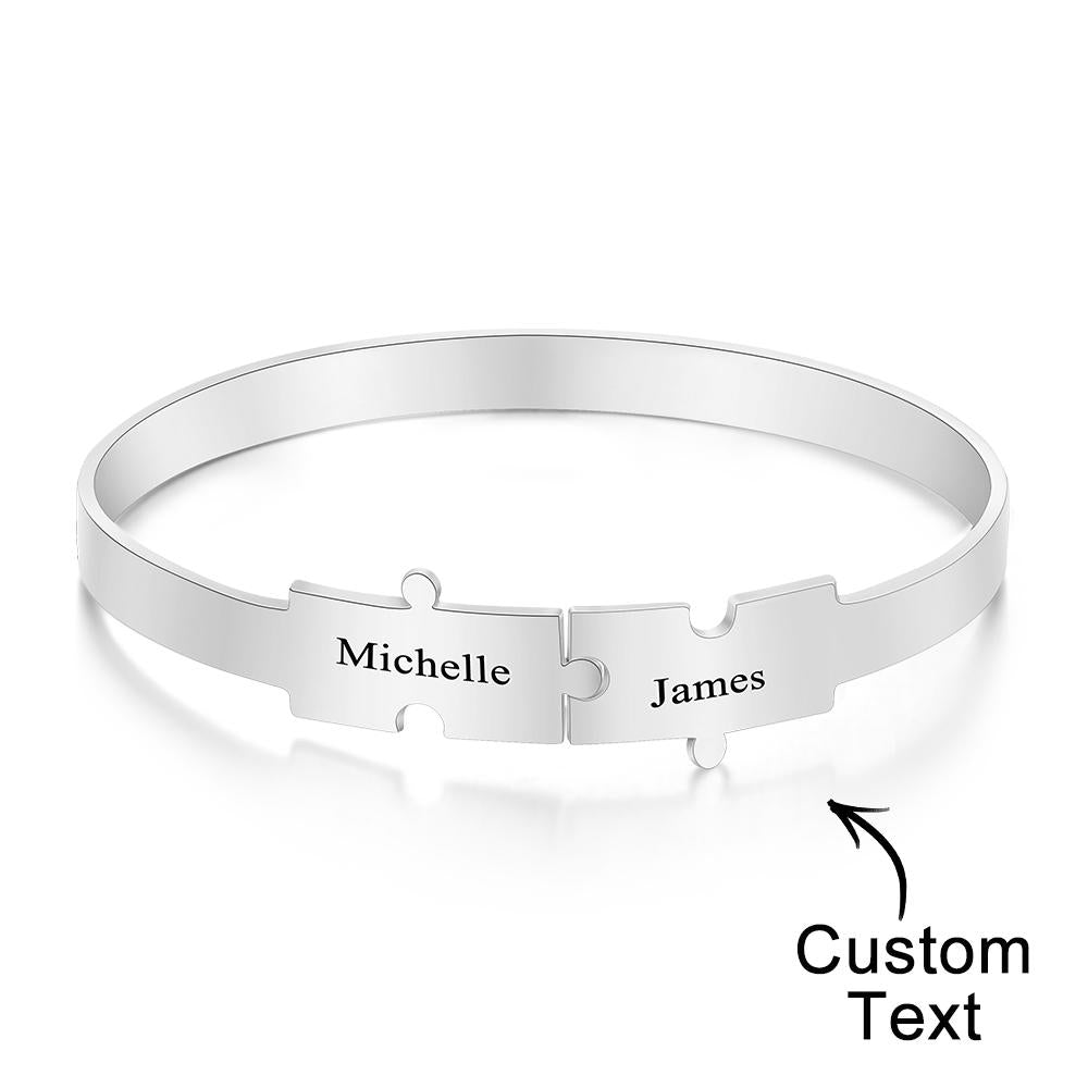 Custom Engraved Puzzle Bracelet Personalized Unique Bracelet for Her