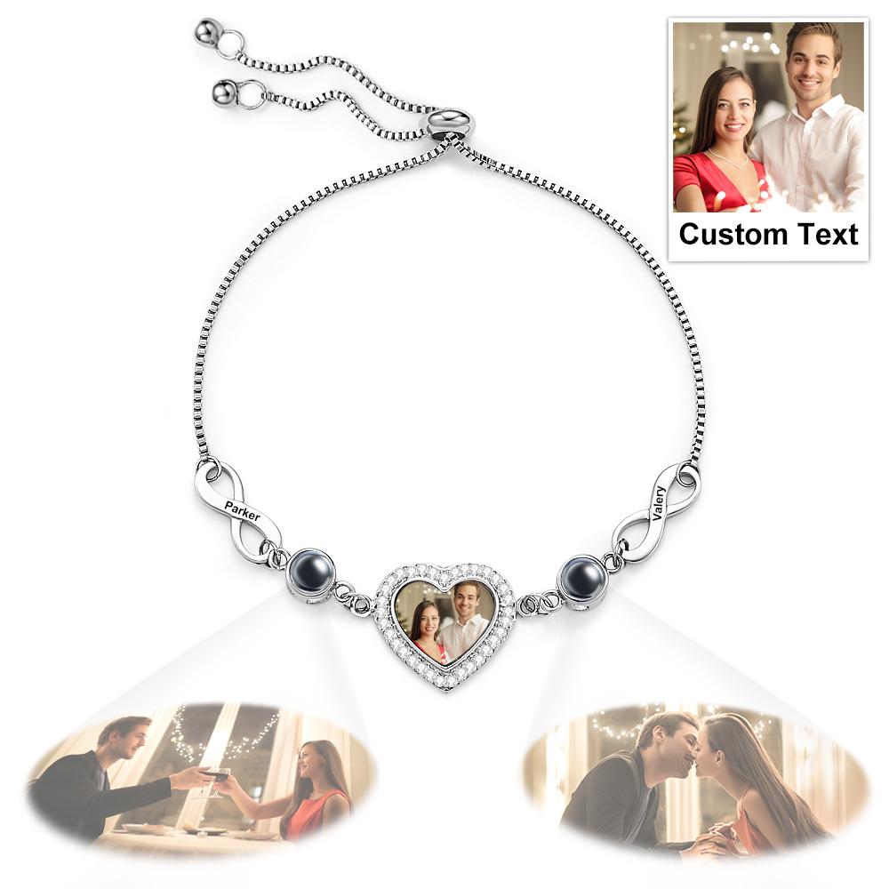 Custom Photo Projection Bracelet With Text Love Infinite Bracelet Jewelry Gift For Her