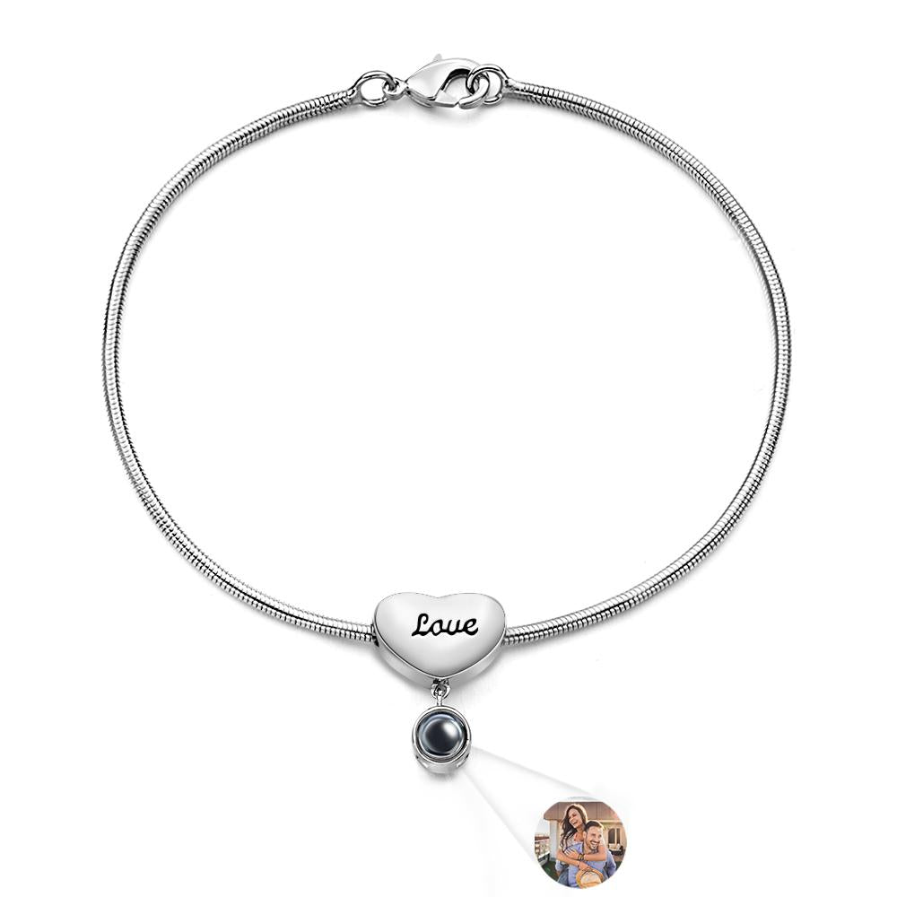 Custom Projection Bracelet Engraved Heart Gift for Her